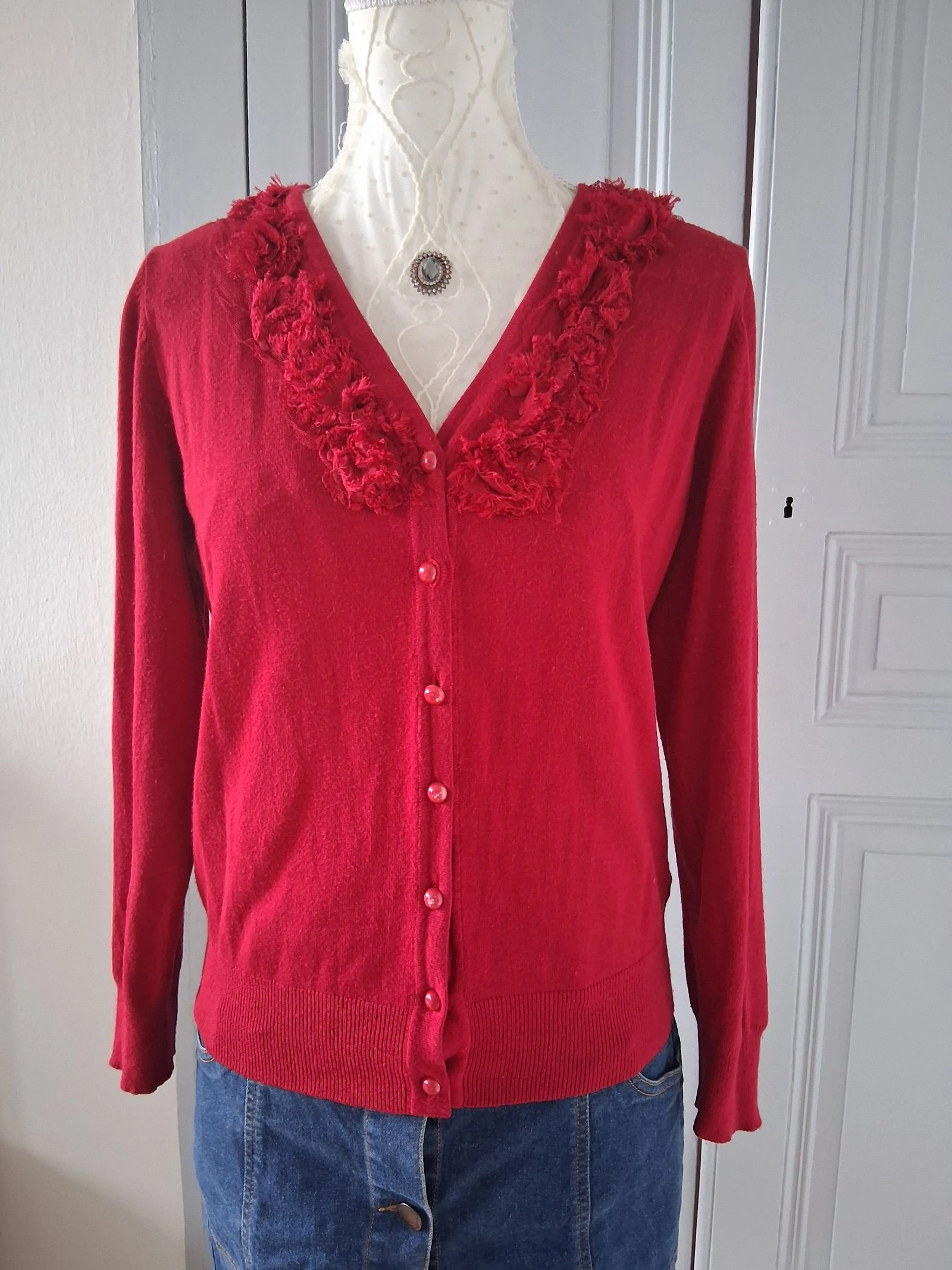 Kira rood vestje - Romantische en ruches details - Maat M – photo 2